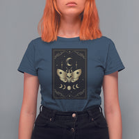 Celestial Dark Academia Death Head Moth Tarot Card T Shirt For Women - Wonder Print Shop