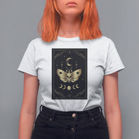 Celestial Dark Academia Death Head Moth Tarot Card T Shirt For Women - Wonder Print Shop