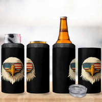 Patriotic Bald Eagle 4 in 1 Can Cooler Tumbler With Sunglasses American Flag Vintage - Wonder Print Shop