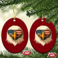 Patriotic Bald Eagle Ceramic Ornament With Sunglasses American Flag Vintage - Wonder Print Shop
