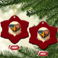 Patriotic Bald Eagle Ceramic Ornament With Sunglasses American Flag Vintage - Wonder Print Shop