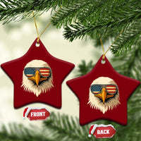 Patriotic Bald Eagle Ceramic Ornament With Sunglasses American Flag Vintage - Wonder Print Shop