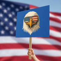 Patriotic Bald Eagle Protest Sign With Sunglasses American Flag Vintage - Wonder Print Shop