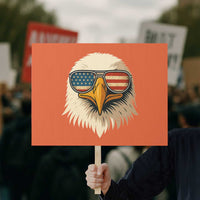 Patriotic Bald Eagle Protest Sign With Sunglasses American Flag Vintage - Wonder Print Shop