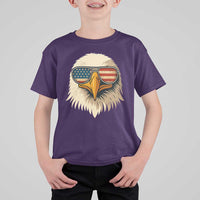 Patriotic Bald Eagle T Shirt For Kid With Sunglasses American Flag Vintage - Wonder Print Shop