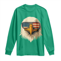 Patriotic Bald Eagle Long Sleeve Shirt With Sunglasses American Flag Vintage - Wonder Print Shop