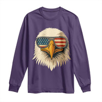 Patriotic Bald Eagle Long Sleeve Shirt With Sunglasses American Flag Vintage - Wonder Print Shop