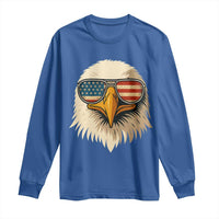 Patriotic Bald Eagle Long Sleeve Shirt With Sunglasses American Flag Vintage - Wonder Print Shop