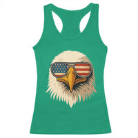 Patriotic Bald Eagle Racerback Tank Top With Sunglasses American Flag Vintage - Wonder Print Shop