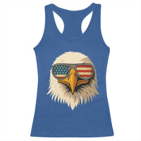 Patriotic Bald Eagle Racerback Tank Top With Sunglasses American Flag Vintage - Wonder Print Shop