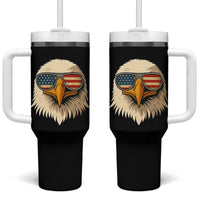 Patriotic Bald Eagle Tumbler With Handle With Sunglasses American Flag Vintage - Wonder Print Shop