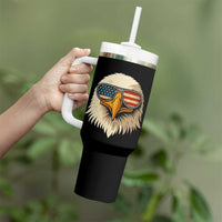 Patriotic Bald Eagle Tumbler With Handle With Sunglasses American Flag Vintage - Wonder Print Shop