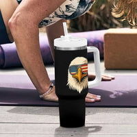 Patriotic Bald Eagle Tumbler With Handle With Sunglasses American Flag Vintage - Wonder Print Shop