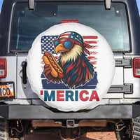Funny American Eagle Eating Hot Dog Spare Tire Cover 4th Of July Party Patriotic USA Flag - Wonder Print Shop