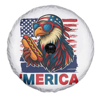Funny American Eagle Eating Hot Dog Spare Tire Cover 4th Of July Party Patriotic USA Flag - Wonder Print Shop