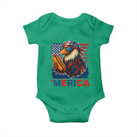 Funny American Eagle Eating Hot Dog Baby Onesie 4th Of July Party Patriotic USA Flag - Wonder Print Shop