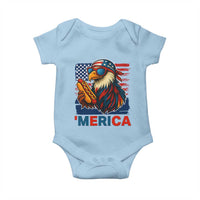 Funny American Eagle Eating Hot Dog Baby Onesie 4th Of July Party Patriotic USA Flag - Wonder Print Shop