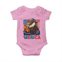Funny American Eagle Eating Hot Dog Baby Onesie 4th Of July Party Patriotic USA Flag - Wonder Print Shop