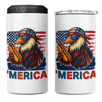 Funny American Eagle Eating Hot Dog 4 in 1 Can Cooler Tumbler 4th Of July Party Patriotic USA Flag - Wonder Print Shop