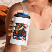 Funny American Eagle Eating Hot Dog 4 in 1 Can Cooler Tumbler 4th Of July Party Patriotic USA Flag - Wonder Print Shop
