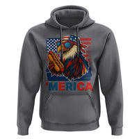 Funny American Eagle Eating Hot Dog Hoodie 4th Of July Party Patriotic USA Flag - Wonder Print Shop