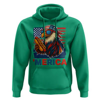 Funny American Eagle Eating Hot Dog Hoodie 4th Of July Party Patriotic USA Flag - Wonder Print Shop