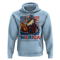Funny American Eagle Eating Hot Dog Hoodie 4th Of July Party Patriotic USA Flag - Wonder Print Shop