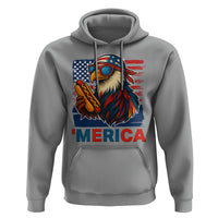 Funny American Eagle Eating Hot Dog Hoodie 4th Of July Party Patriotic USA Flag - Wonder Print Shop