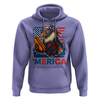 Funny American Eagle Eating Hot Dog Hoodie 4th Of July Party Patriotic USA Flag - Wonder Print Shop