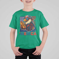 Funny American Eagle Eating Hot Dog T Shirt For Kid 4th Of July Party Patriotic USA Flag - Wonder Print Shop