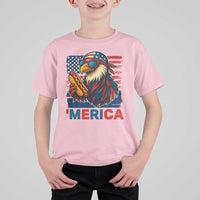 Funny American Eagle Eating Hot Dog T Shirt For Kid 4th Of July Party Patriotic USA Flag - Wonder Print Shop