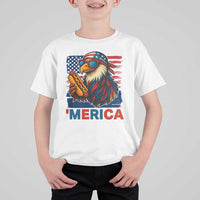 Funny American Eagle Eating Hot Dog T Shirt For Kid 4th Of July Party Patriotic USA Flag - Wonder Print Shop