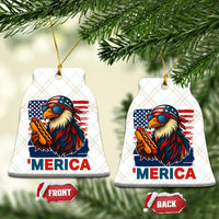 Funny American Eagle Eating Hot Dog Ceramic Ornament 4th Of July Party Patriotic USA Flag - Wonder Print Shop