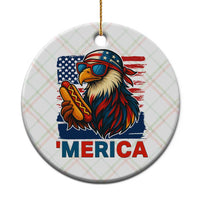 Funny American Eagle Eating Hot Dog Ceramic Ornament 4th Of July Party Patriotic USA Flag - Wonder Print Shop