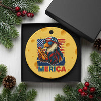Funny American Eagle Eating Hot Dog Ceramic Ornament 4th Of July Party Patriotic USA Flag - Wonder Print Shop