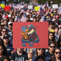 Funny American Eagle Eating Hot Dog Protest Sign 4th Of July Party Patriotic USA Flag - Wonder Print Shop