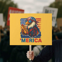 Funny American Eagle Eating Hot Dog Protest Sign 4th Of July Party Patriotic USA Flag - Wonder Print Shop