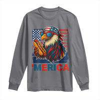 Funny American Eagle Eating Hot Dog Long Sleeve Shirt 4th Of July Party Patriotic USA Flag - Wonder Print Shop