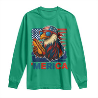 Funny American Eagle Eating Hot Dog Long Sleeve Shirt 4th Of July Party Patriotic USA Flag - Wonder Print Shop