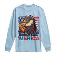 Funny American Eagle Eating Hot Dog Long Sleeve Shirt 4th Of July Party Patriotic USA Flag - Wonder Print Shop