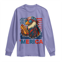 Funny American Eagle Eating Hot Dog Long Sleeve Shirt 4th Of July Party Patriotic USA Flag - Wonder Print Shop