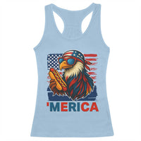 Funny American Eagle Eating Hot Dog Racerback Tank Top 4th Of July Party Patriotic USA Flag - Wonder Print Shop