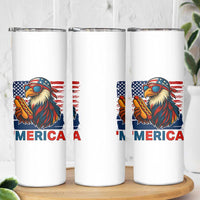Funny American Eagle Eating Hot Dog Skinny Tumbler 4th Of July Party Patriotic USA Flag - Wonder Print Shop