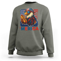 Funny American Eagle Eating Hot Dog Sweatshirt 4th Of July Party Patriotic USA Flag - Wonder Print Shop