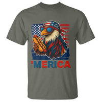 Funny American Eagle Eating Hot Dog T Shirt 4th Of July Party Patriotic USA Flag - Wonder Print Shop