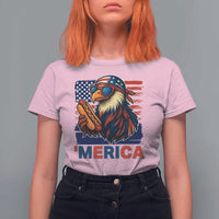 Funny American Eagle Eating Hot Dog T Shirt For Women 4th Of July Party Patriotic USA Flag - Wonder Print Shop