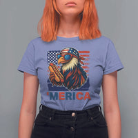 Funny American Eagle Eating Hot Dog T Shirt For Women 4th Of July Party Patriotic USA Flag - Wonder Print Shop