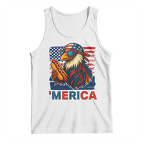 Funny American Eagle Eating Hot Dog Tank Top 4th Of July Party Patriotic USA Flag - Wonder Print Shop