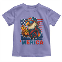 Funny American Eagle Eating Hot Dog Toddler T Shirt 4th Of July Party Patriotic USA Flag - Wonder Print Shop