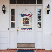 Funny American Eagle Eating Hot Dog Garden Flag 4th Of July Party Patriotic USA Flag
